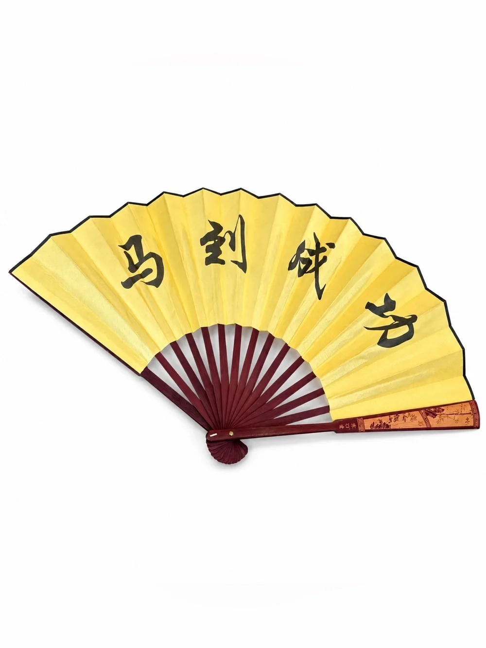 Vintage Chinese 8 Running Horses silk folding fan
